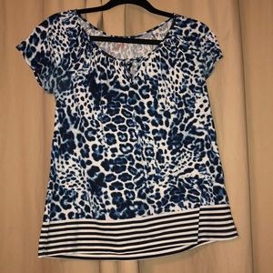 💟Navy & blue cheetah and striped 100% cotton